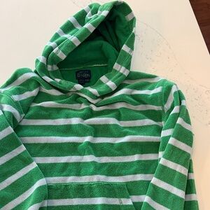 Boden Green and White Striped Terry Hoodie